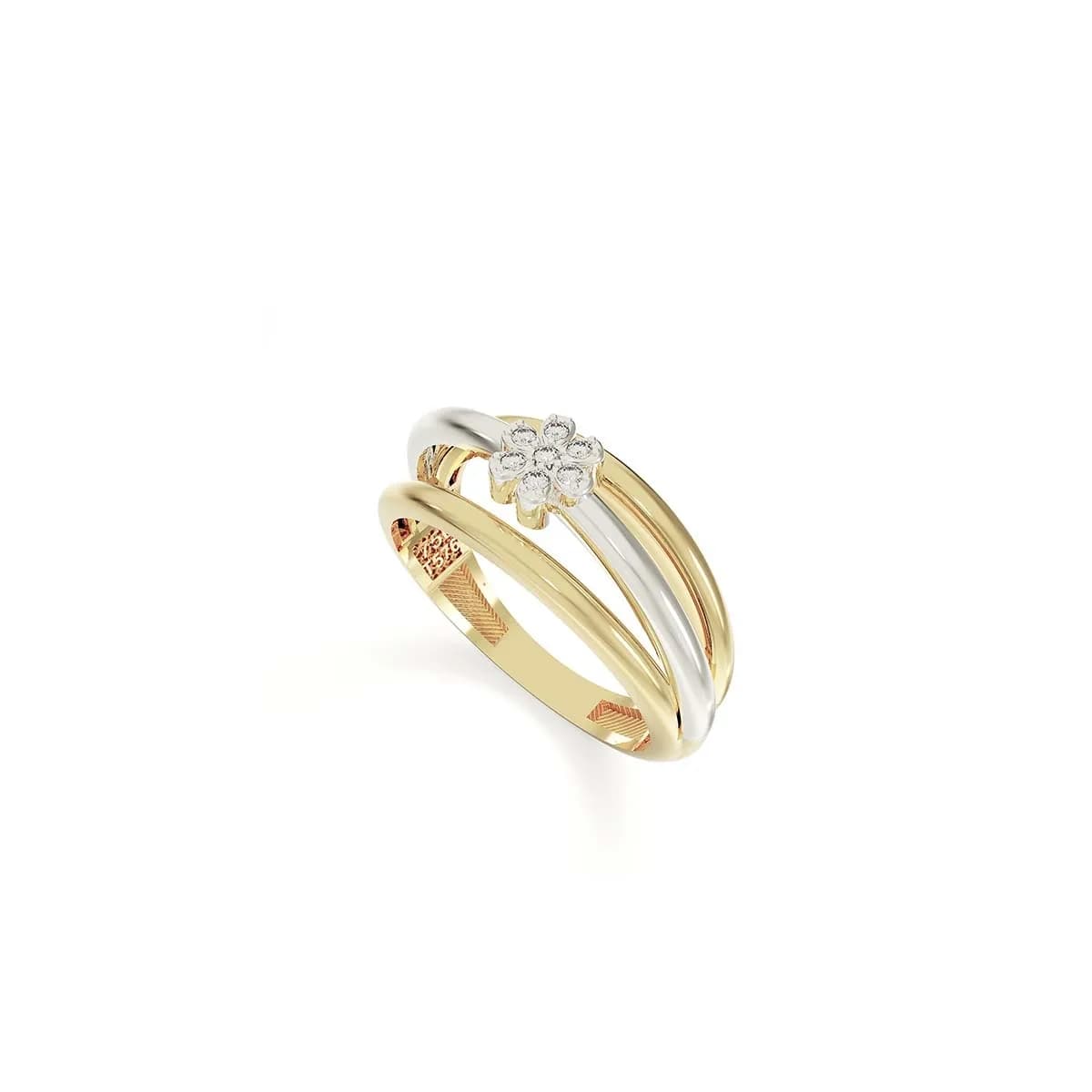 انگشتر طلا نگین دار دو رج گلاره زنانه — تصویر ۱