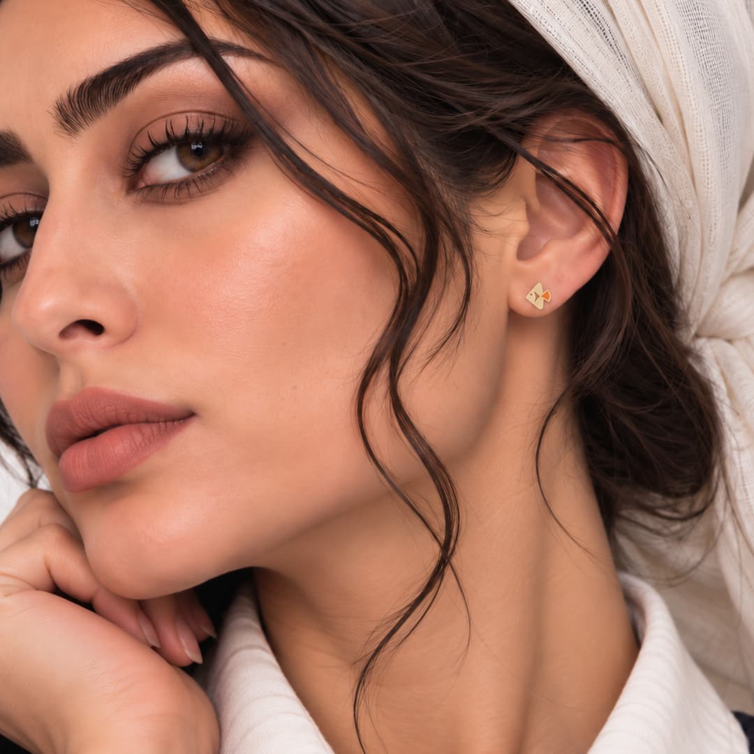 گوشواره طلا میناکاری ماهور زنانه — تصویر ۲
