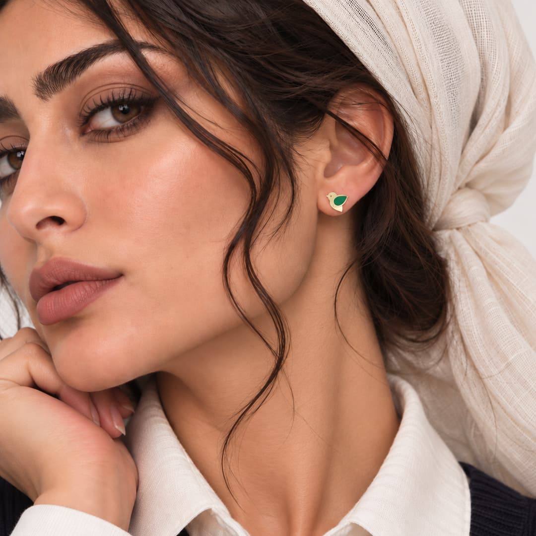 گوشواره طلا میناکاری پرستو زنانه — تصویر ۲