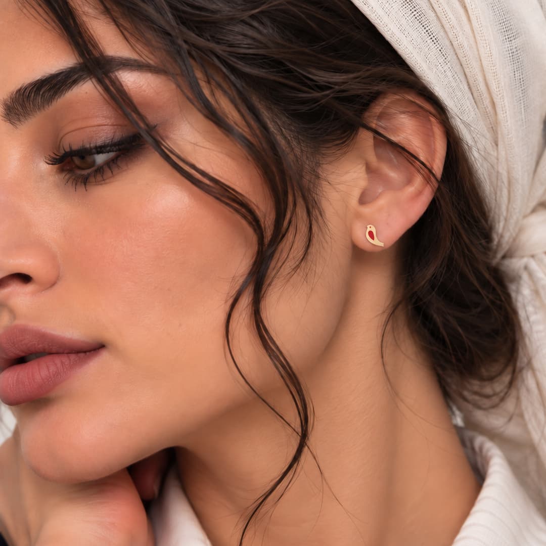 گوشواره طلا میناکاری کبوتر زنانه — تصویر ۲
