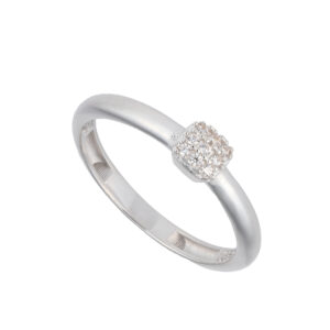 انگشتر حلقه طلا سفید تک نگین مربعی-آشاگالری