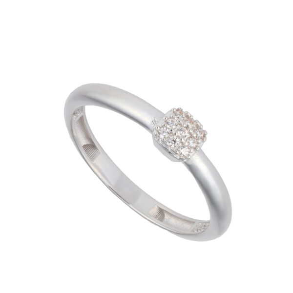 انگشتر حلقه طلا سفید تک نگین مربعی-آشاگالری