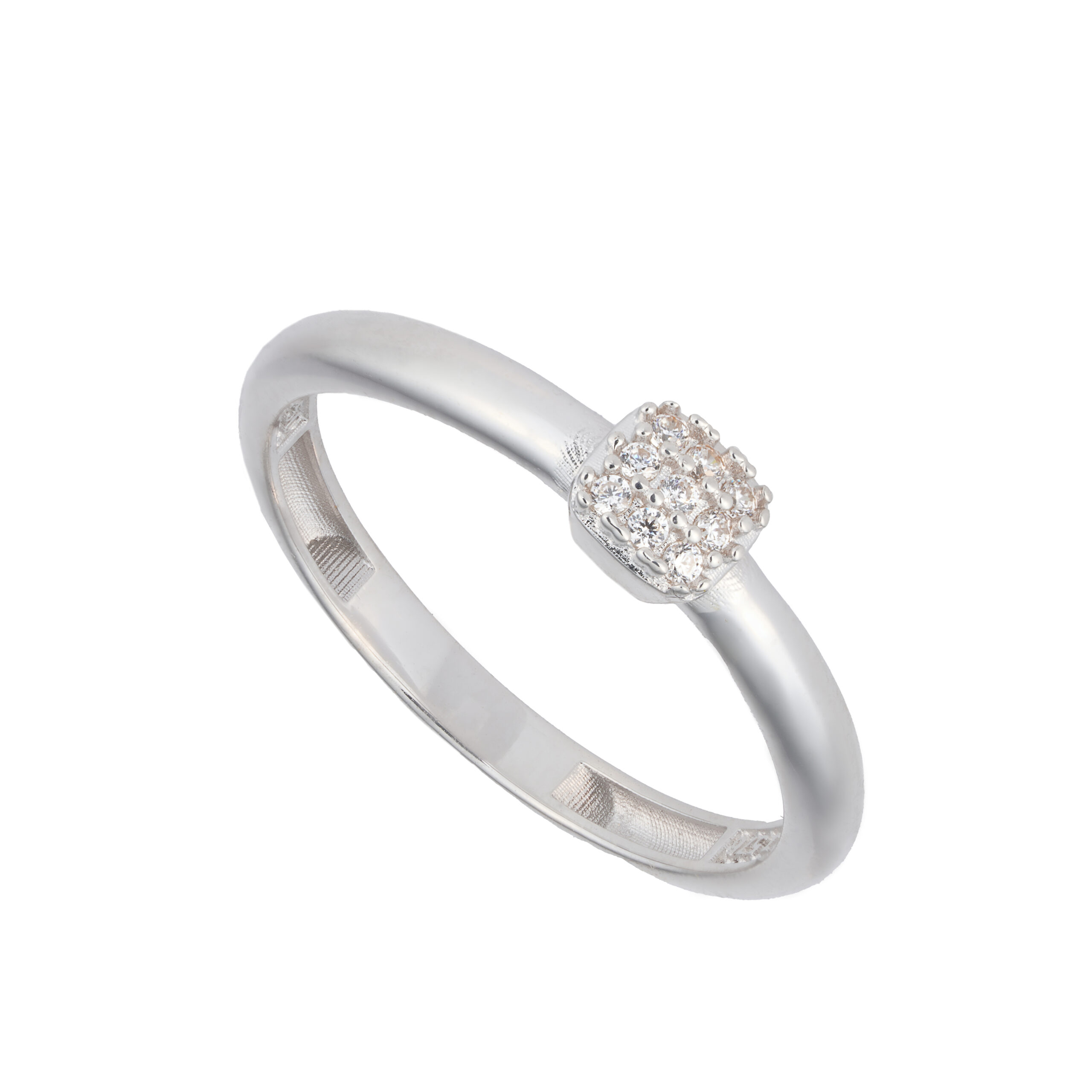 انگشتر حلقه طلا سفید تک نگین مربعی-آشاگالری