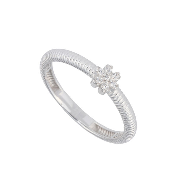 انگشتر حلقه طلا سفید طرح تک گل-آشاگالری