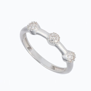 انگشتر حلقه طلا سفید طرح دایره سه تایی-آشاگالری