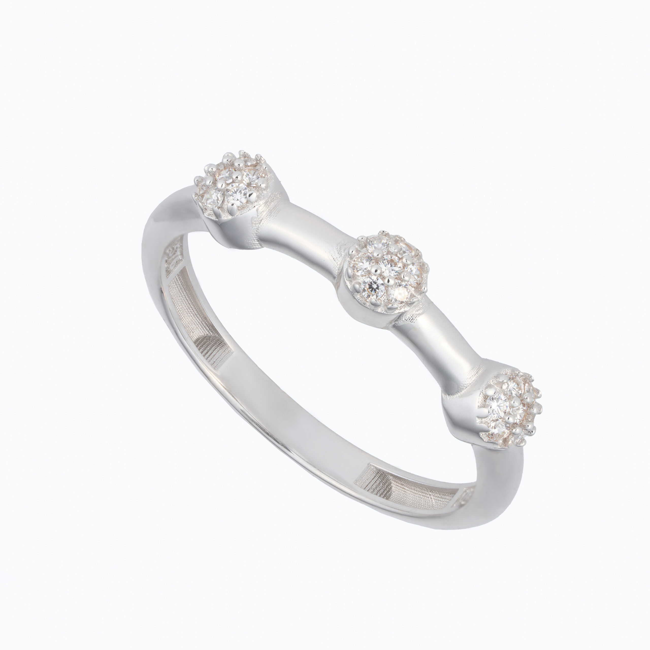 انگشتر حلقه طلا سفید طرح دایره سه تایی-آشاگالری