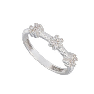 انگشتر حلقه طلا سفید طرح سه گل-آشاگالری