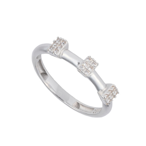 انگشتر حلقه طلا سفید طرح مستطیل سه تایی-آشاگالری