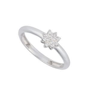 انگشتر حلقه طلا سفید طرح گل هشت پر-آشاگالری