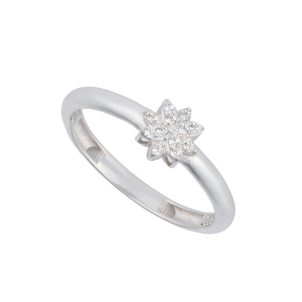 انگشتر حلقه طلا سفید طرح گل هشت پر-آشاگالری