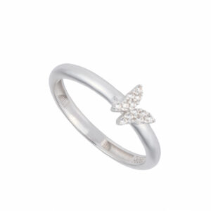 انگشتر حلقه طلا سفید پروانه ظریف-آشاگالری