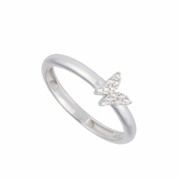 انگشتر حلقه طلا سفید پروانه ظریف-آشاگالری