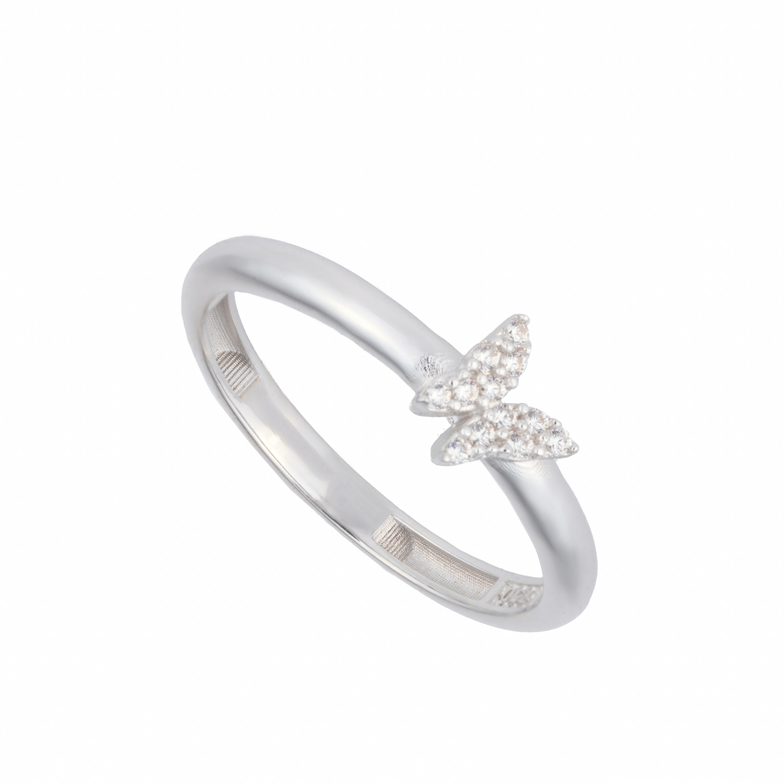 انگشتر حلقه طلا سفید پروانه ظریف-آشاگالری