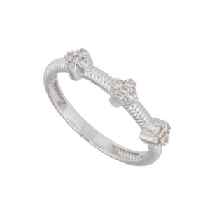 انگشتر طلا سفید طرح سه گل-آشاگالری