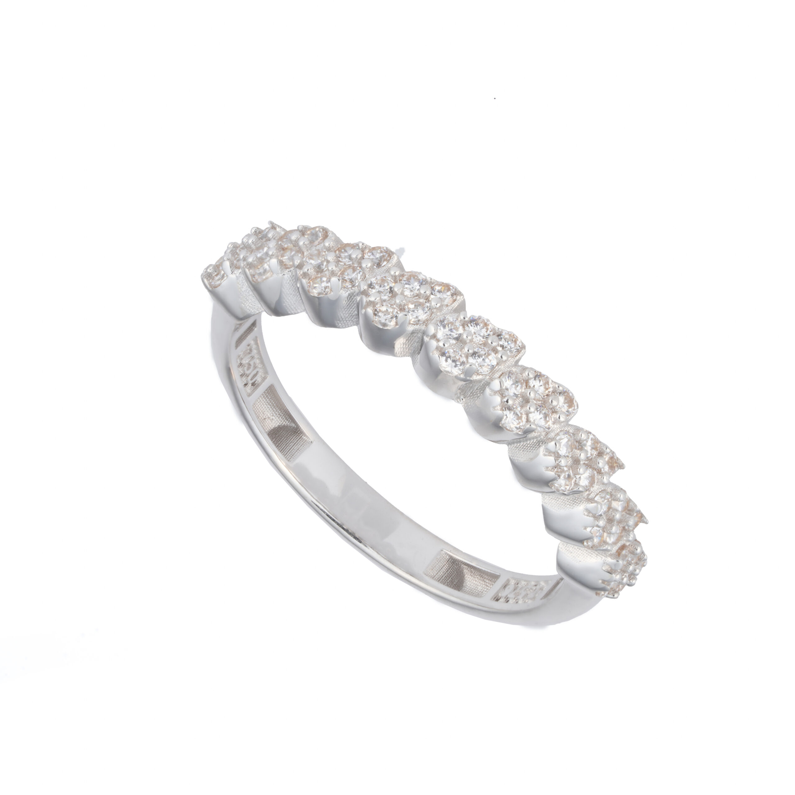 انگشتر طلا سفید نگین دار طرح قطره -آشاگالری