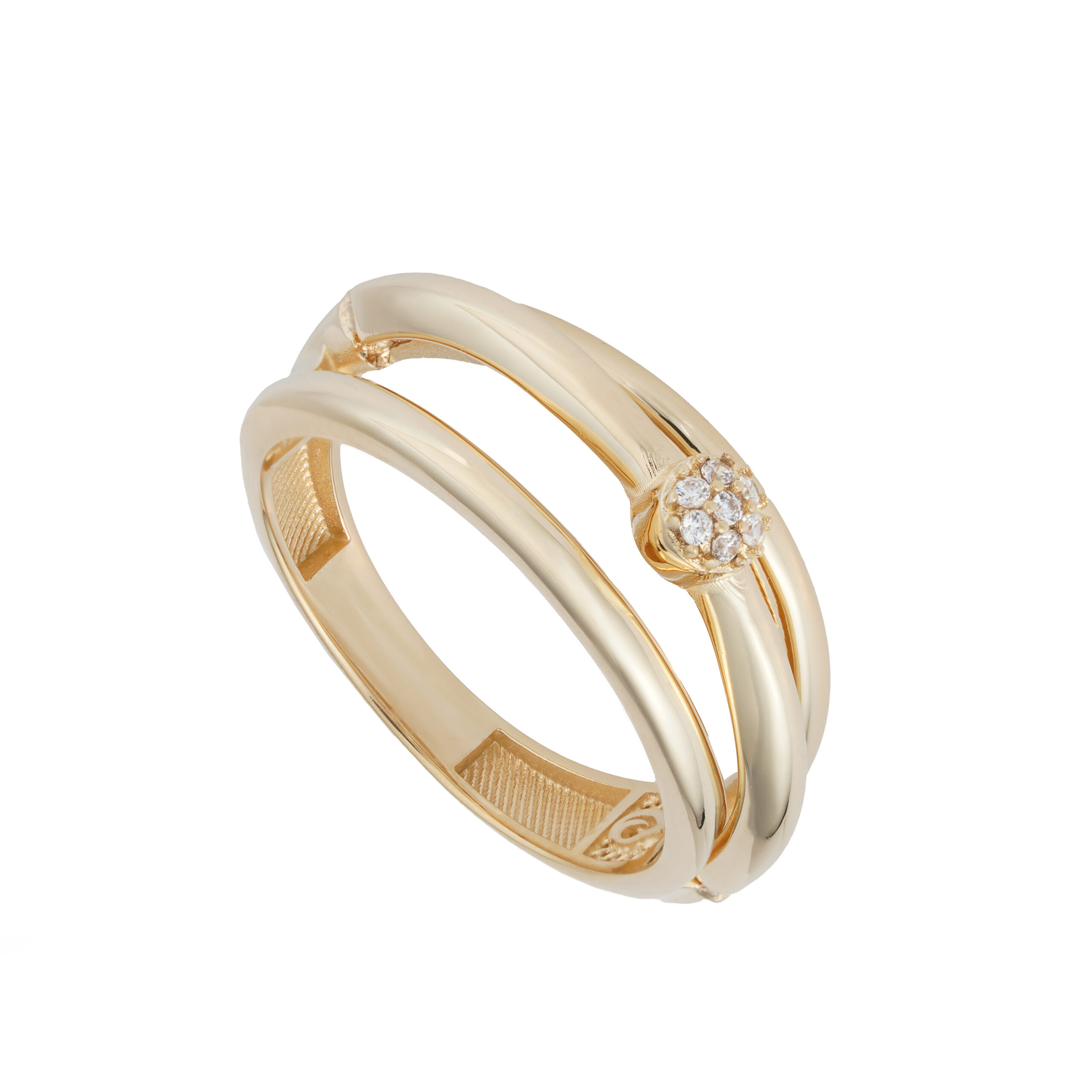 انگشتر طلا سه لاین دایره نگین دار-آشاگالری