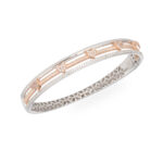 دستبند النگویی طلا دو رنگ سه لاین قلب-آشاگالری