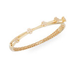 دستبند النگویی طلا دو لاین ضربدری پنج شبدر-آشاگالری