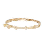 دستبند النگویی طلا دو لاین ضربدری شبدر-آشاگالری