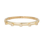 دستبند النگویی طلا دو لاین پنج مهره مکعبی-آشاگالری