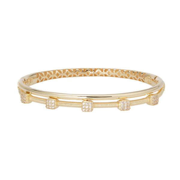 دستبند النگویی طلا دو لاین پنج مهره مکعبی-آشاگالری