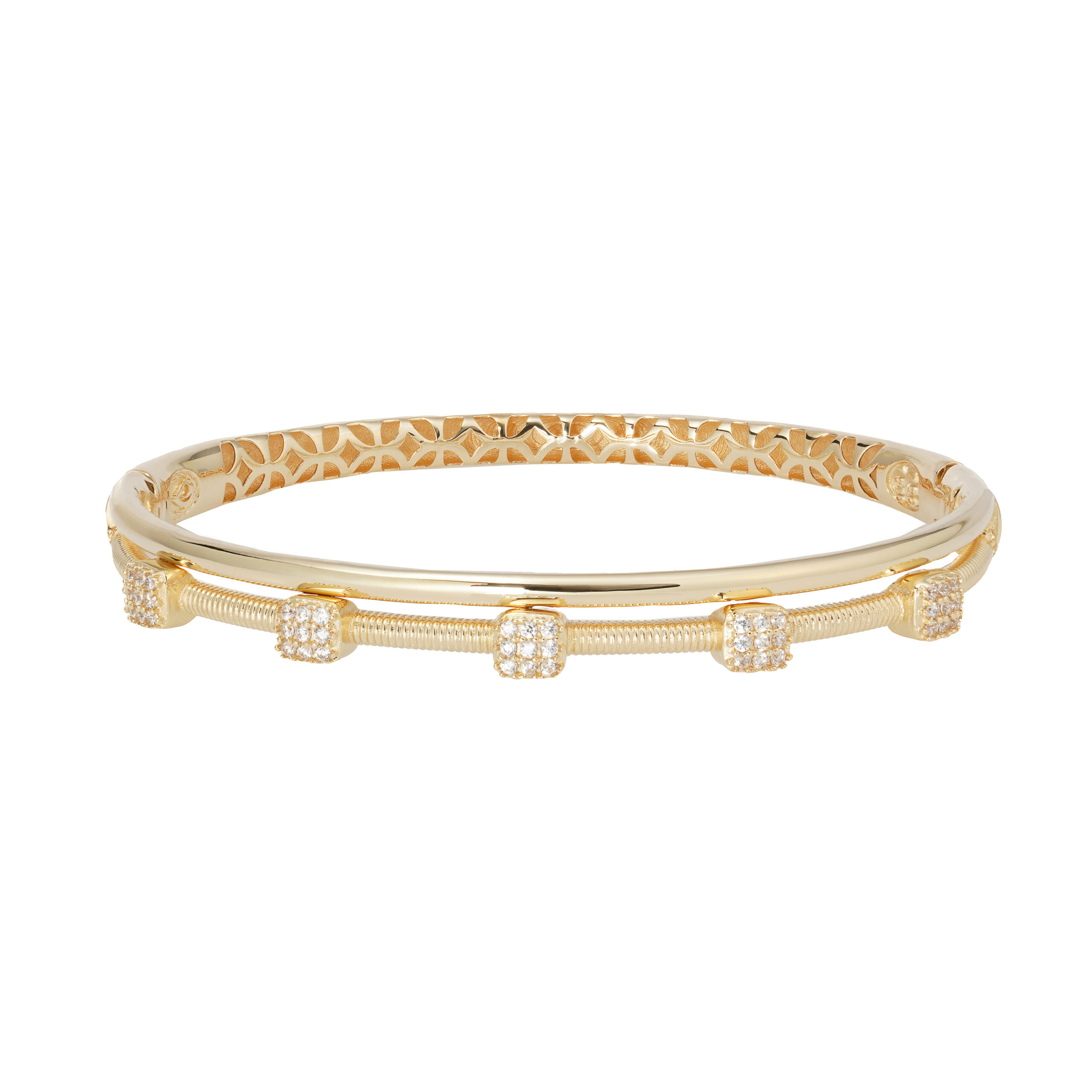 دستبند النگویی طلا دو لاین پنج مهره مکعبی-آشاگالری