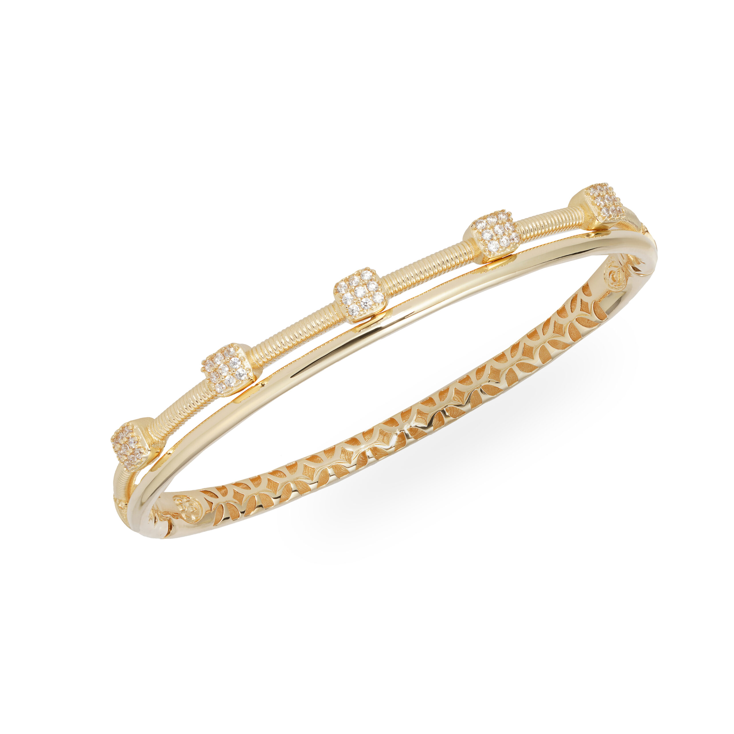 دستبند النگویی طلا دو لاین پنج مکعبی-آشاگالری