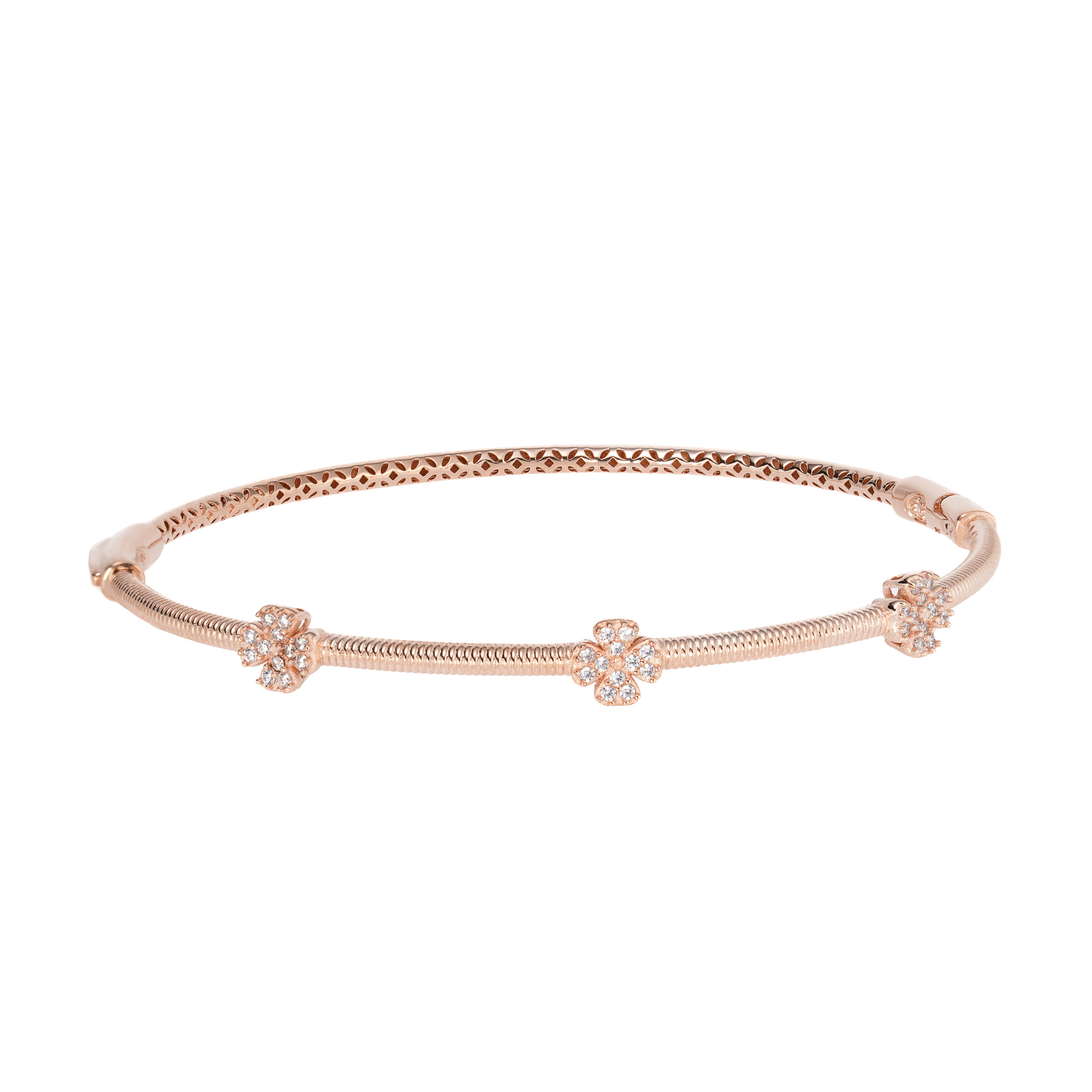 دستبند طلا رزگلد طرح پاندورا سه‌ گل-آشاگالری