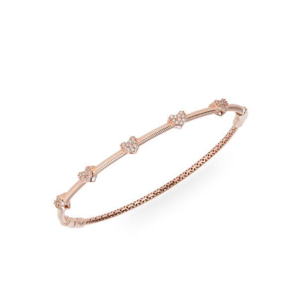 دستبند طلا رزگلد طرح پاندورا پنج قلب-آشا گالری