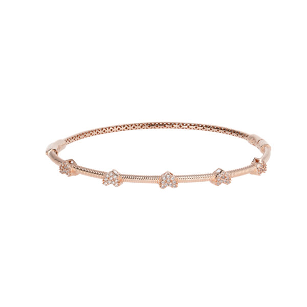 دستبند طلا رزگلد طرح پاندورا پنج مهره قلب-آشاگالری