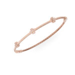 دستبند طلا رزگلد مدل پاندورا سه‌ گل-آشاگالری