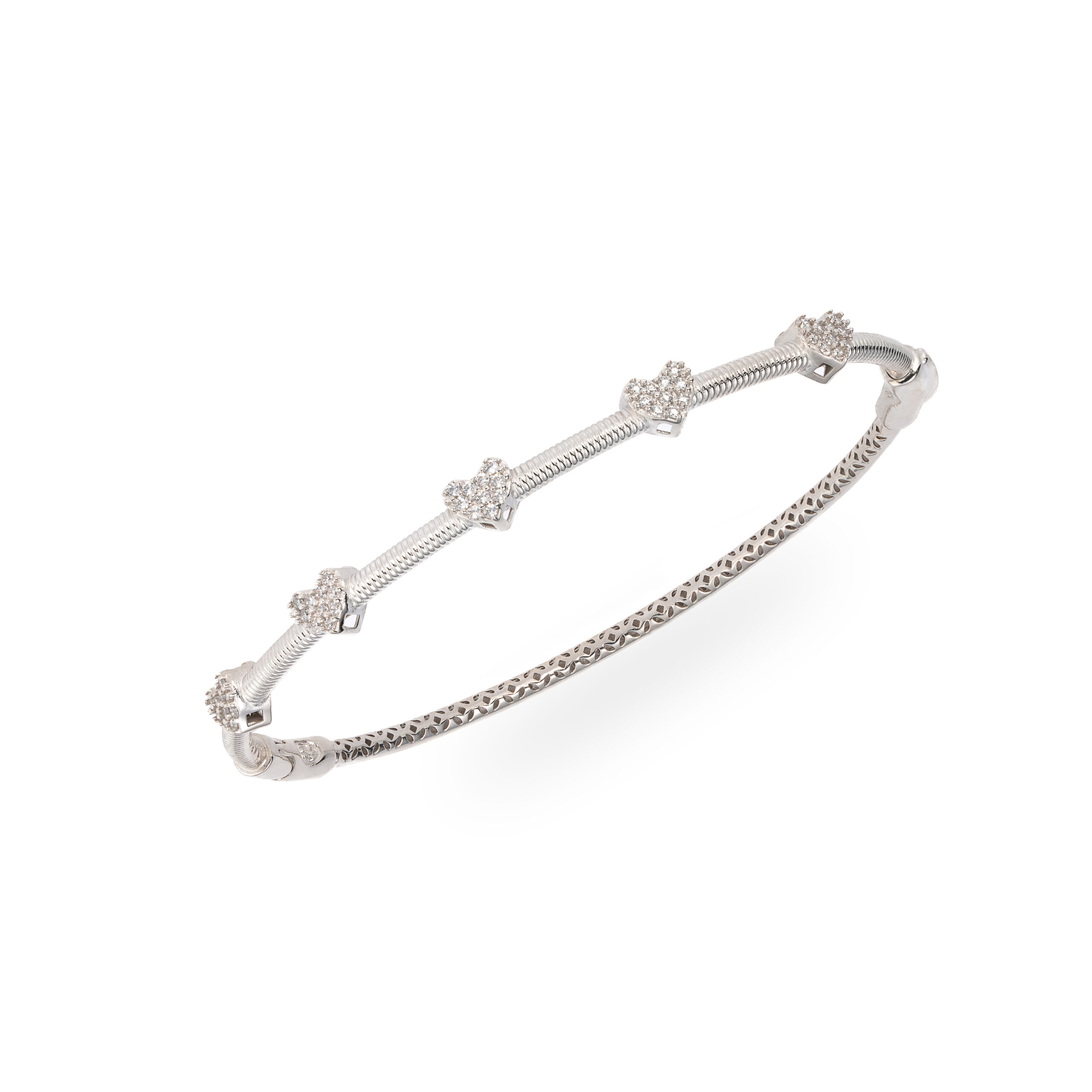 دستبند طلا سفید طرح پاندورا پنج قلب-آشا گالری