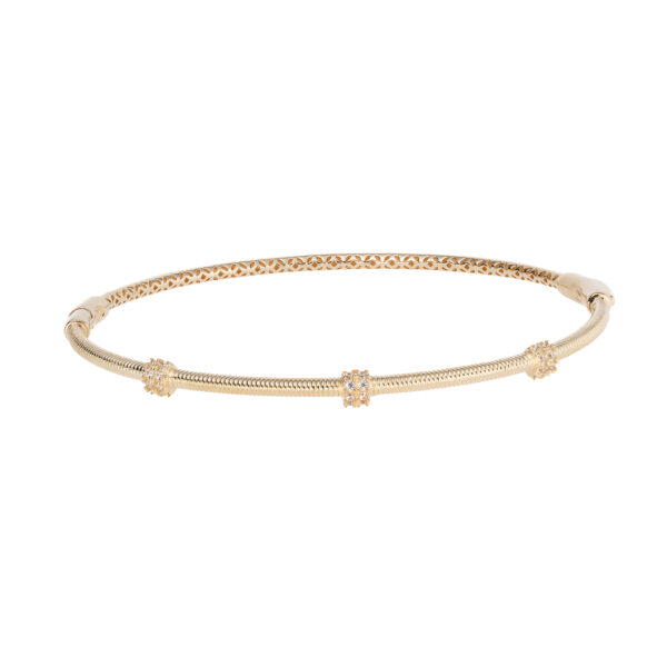 دستبند طلا طرح پاندورا سه مهره نگین دار-آشاگالری