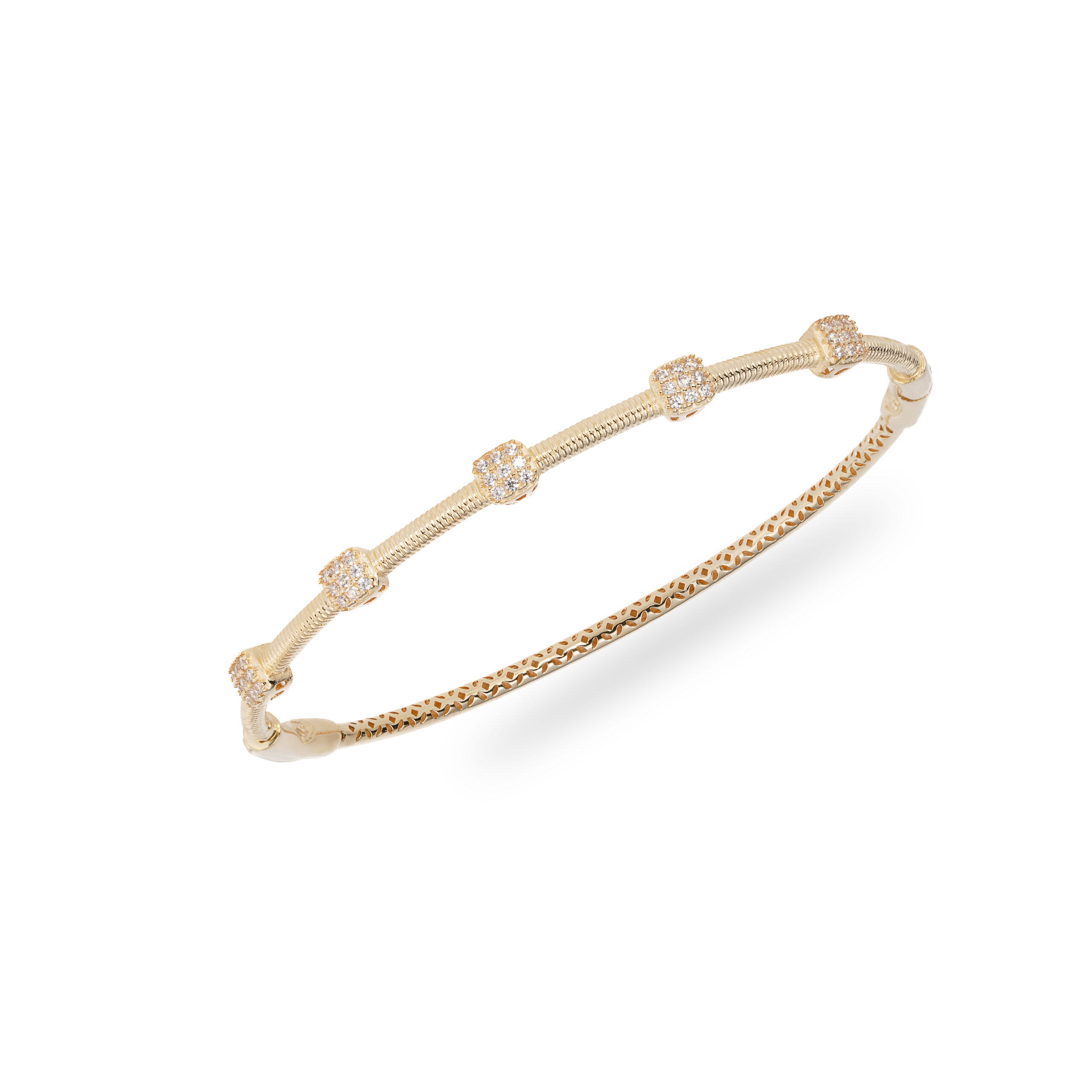 دستبند طلا طرح پاندورا پنج مهره نگین دار-آشاگالری