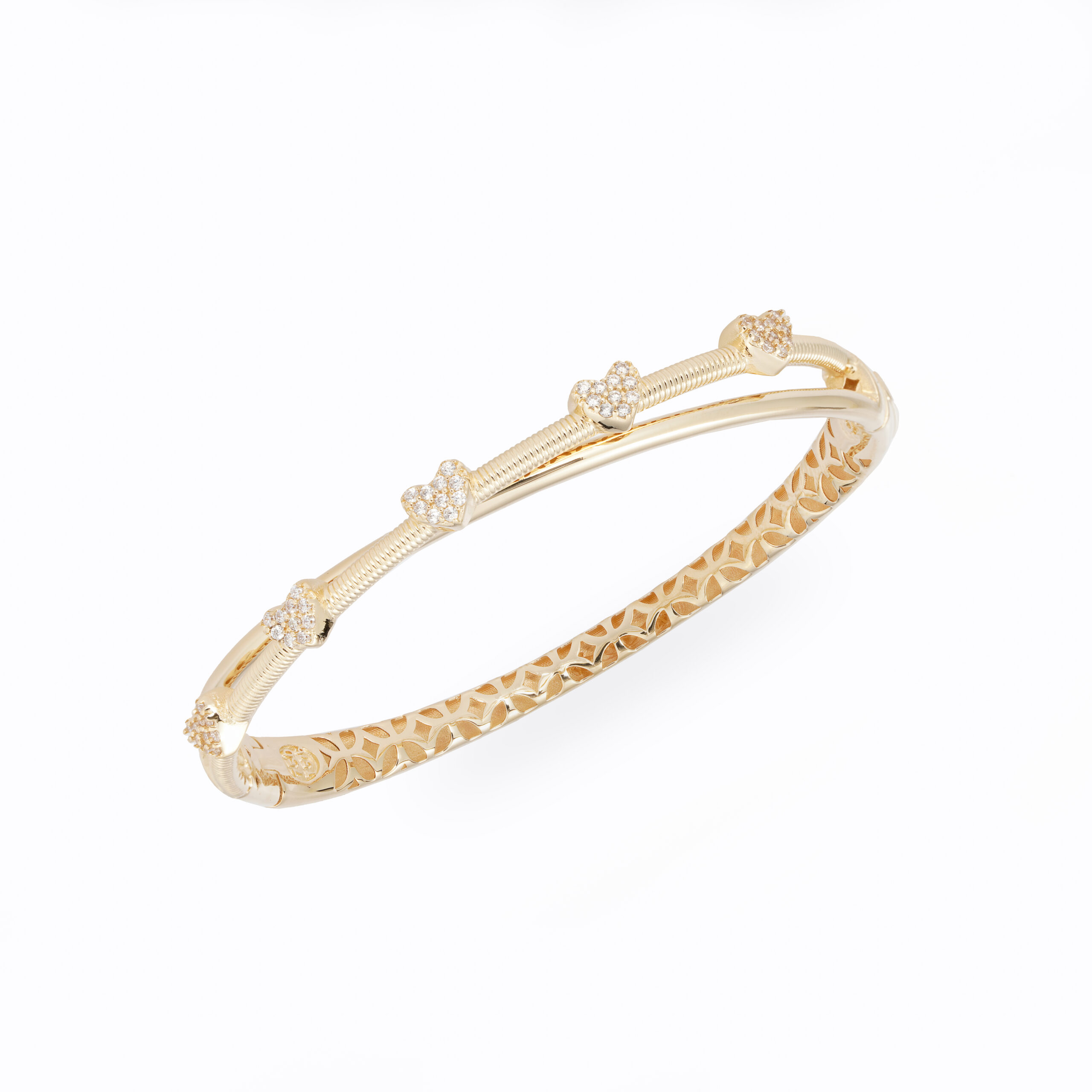 دستبند طلا دولاین ضربدری طرح پنج قلب