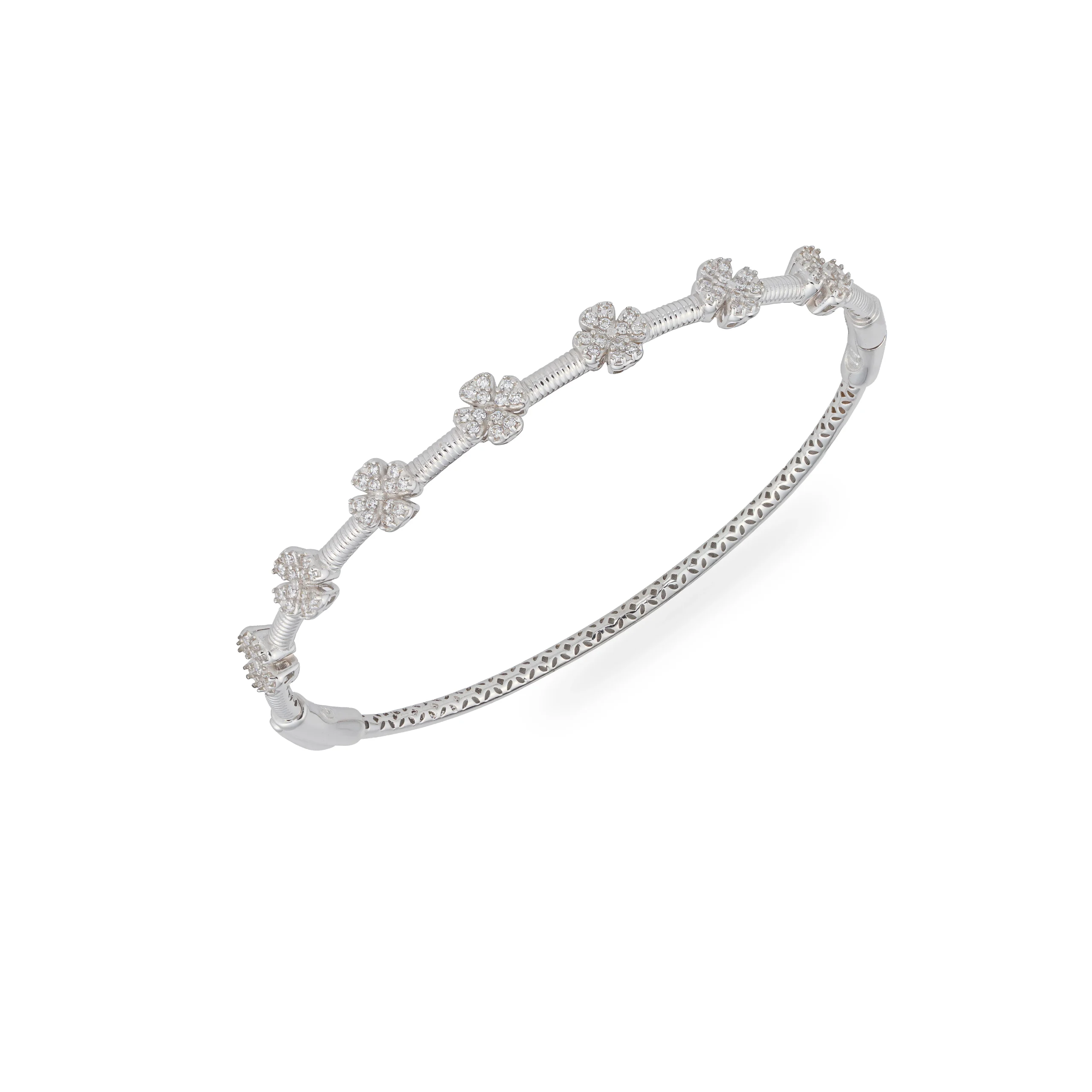 خرید دستبند طلا سفید طرح هفت گل (1)