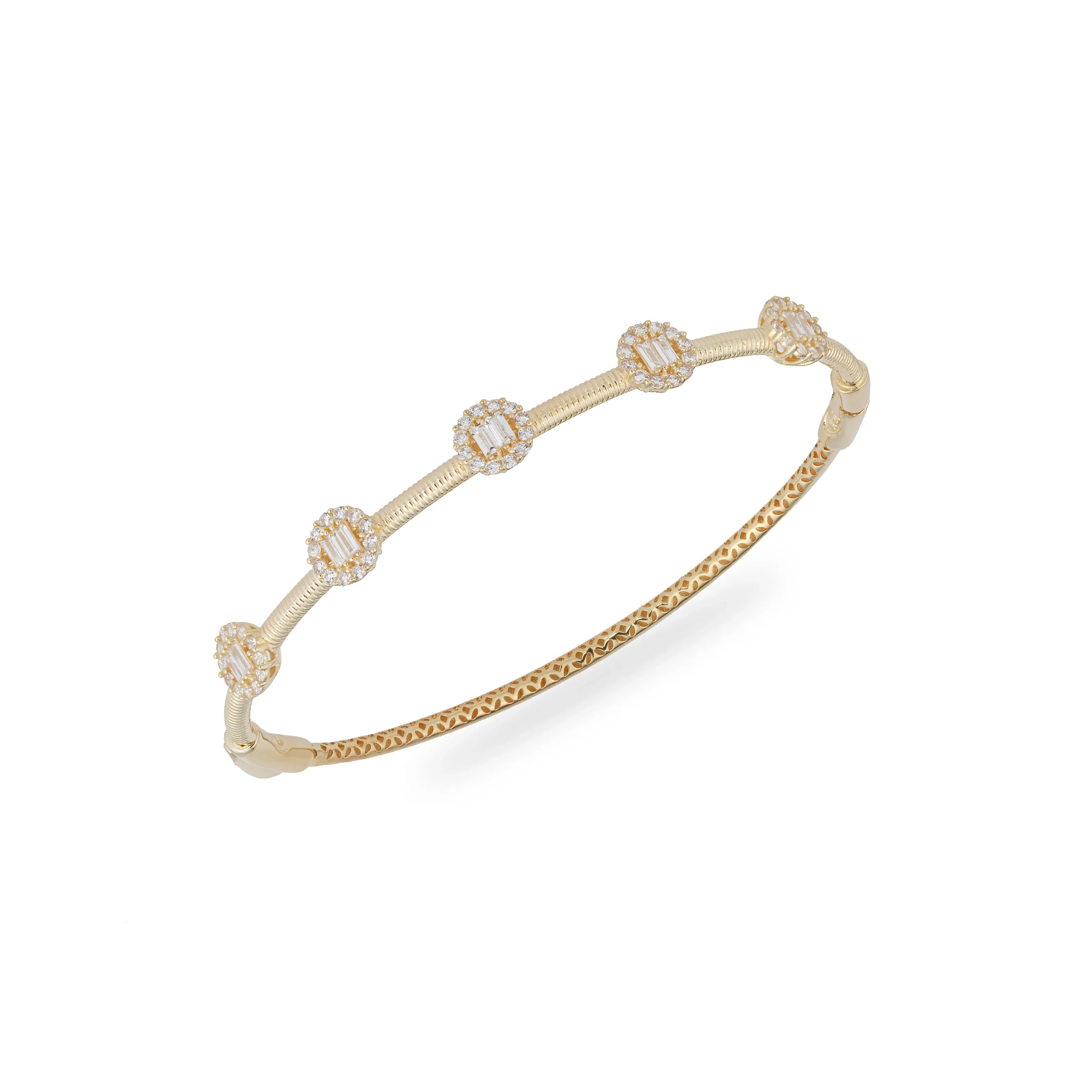 خرید دستبند طلا طرح پنج مهره نگینی