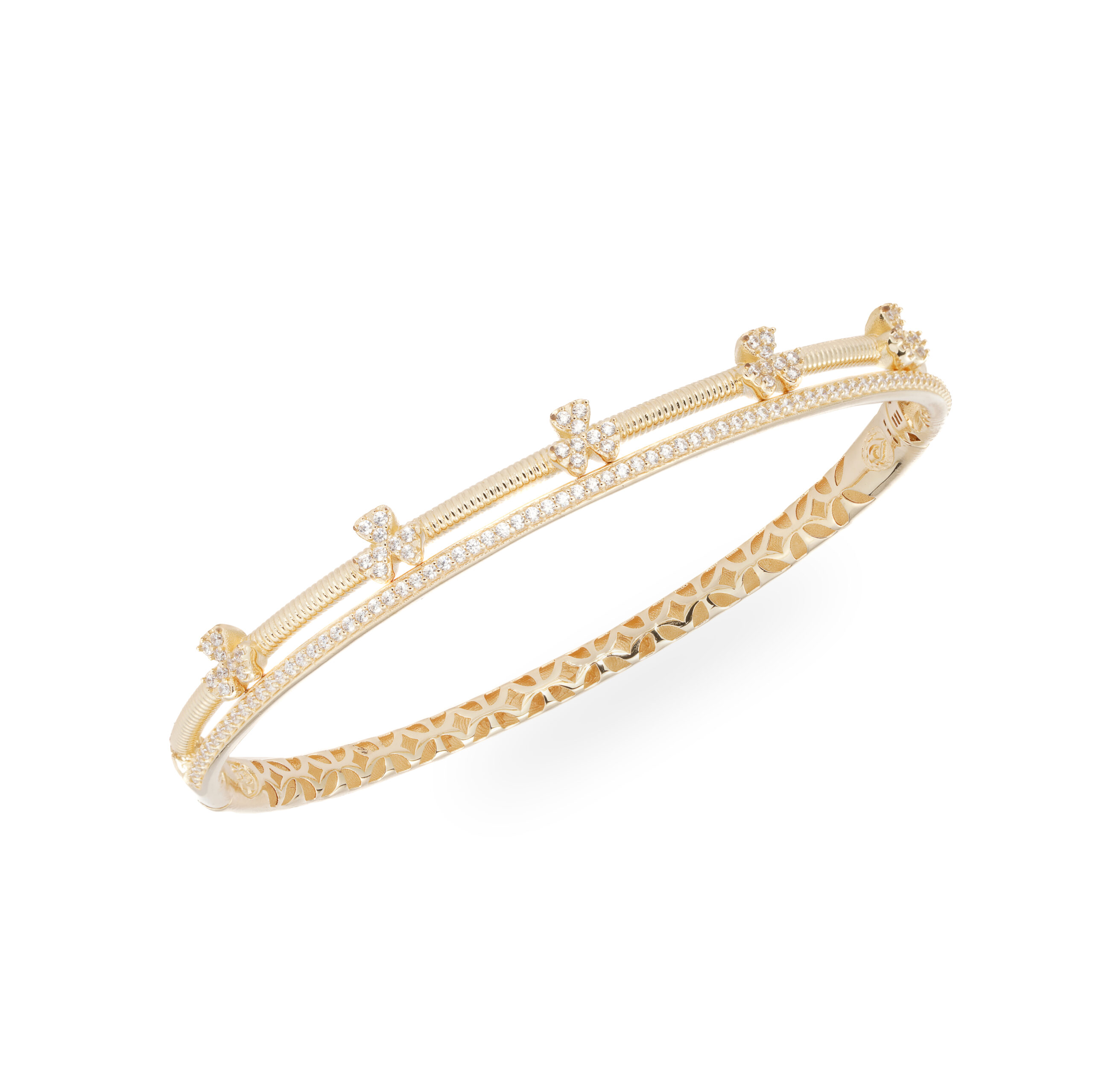 دستبند طلا دو لاین طرح پنج شبدر