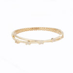 خرید دستبند طلا دولاین ضربدری طرح پنج قلب