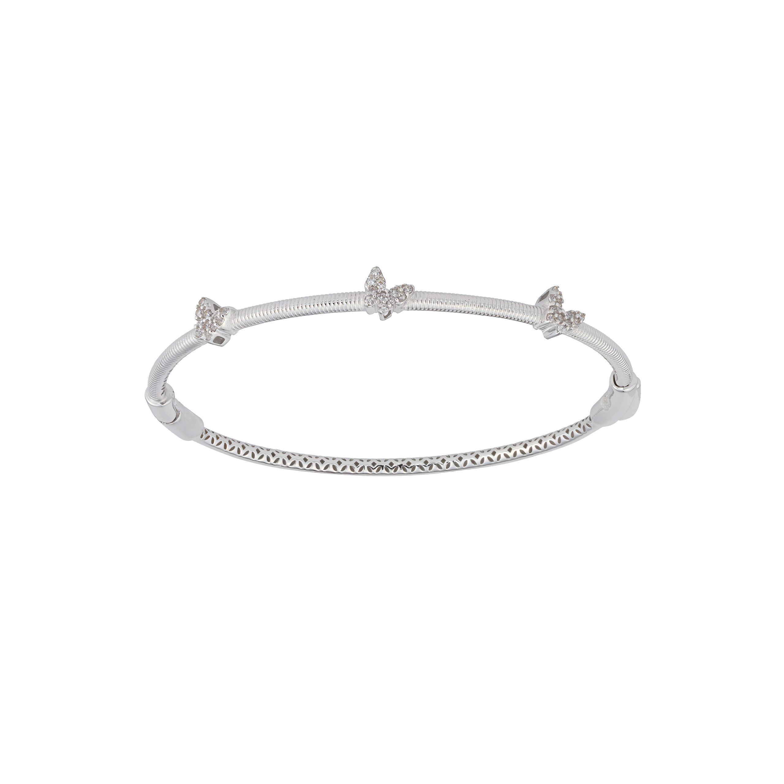 دستبند طلا سفید سه مهره پروانه ای