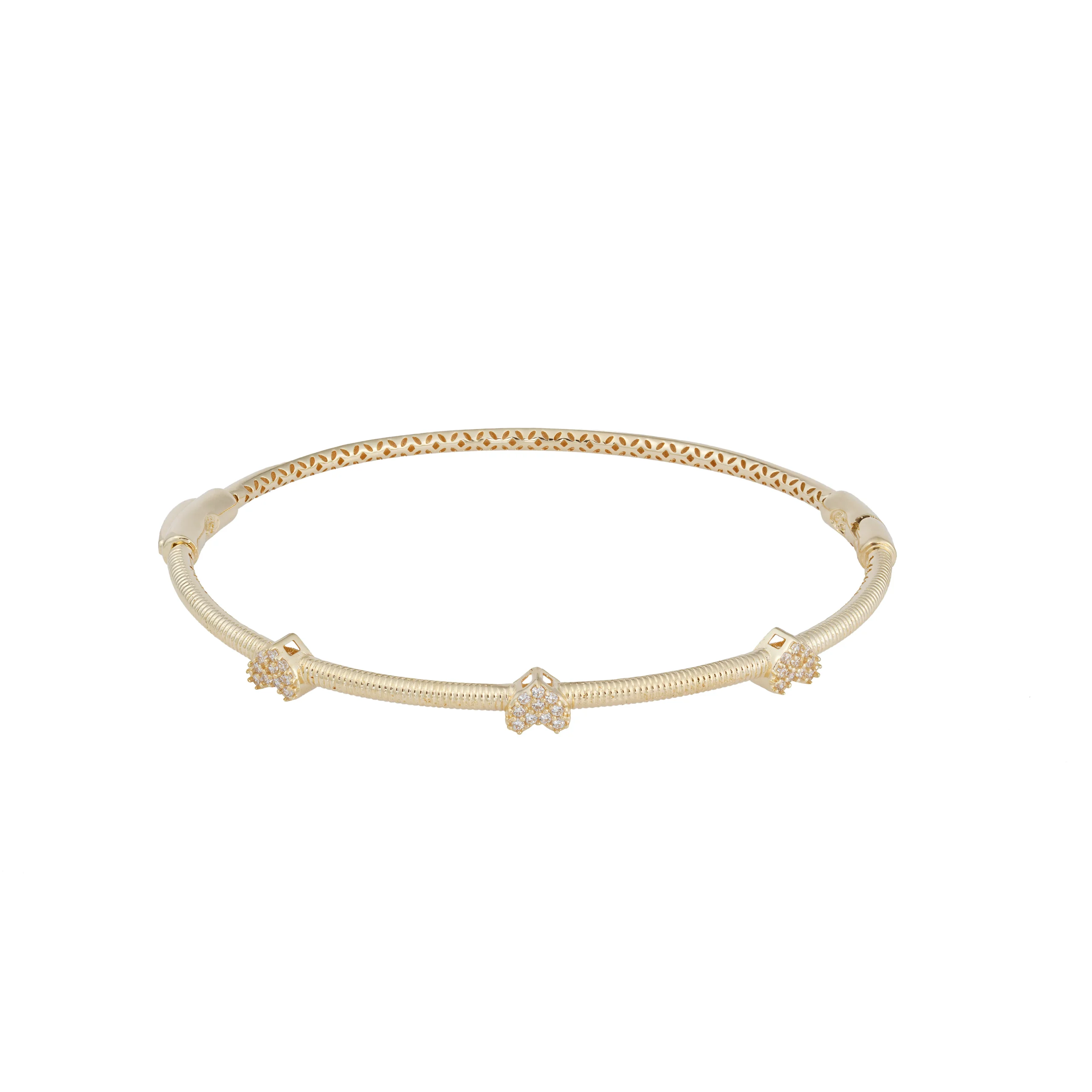 دستبند طلا طرح پاندورا سه مهره قلب